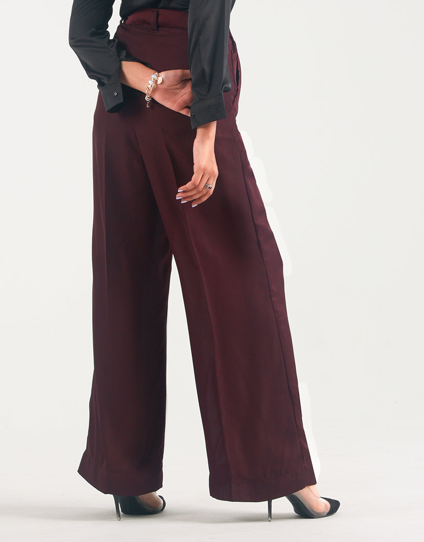 Wide Georgette Pants Burgundy
