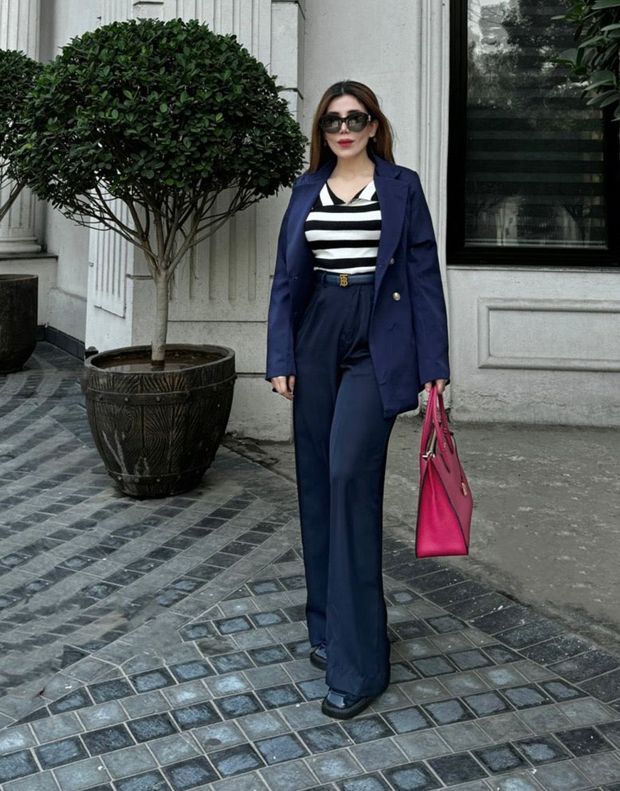 Navy Wide Leg Pants