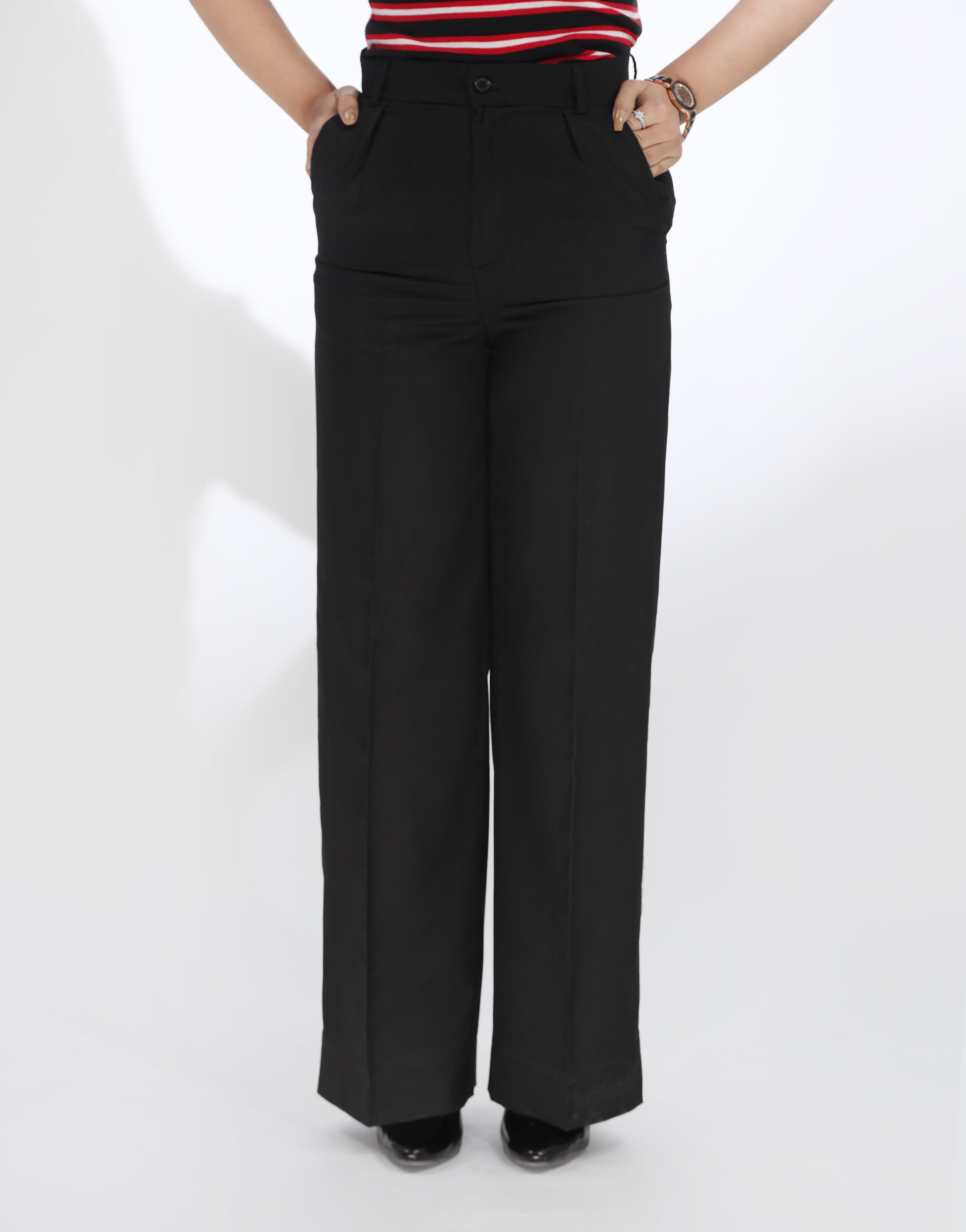 Whispered Victory (Wide Leg Single Pleated Formal Pant Black)