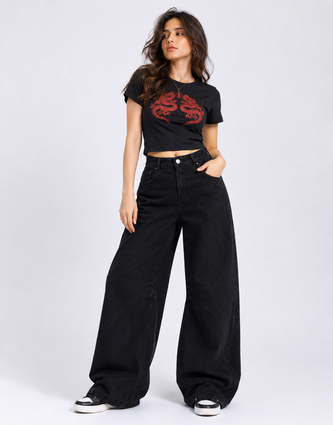 High Rise Jet Black Barrel Jeans