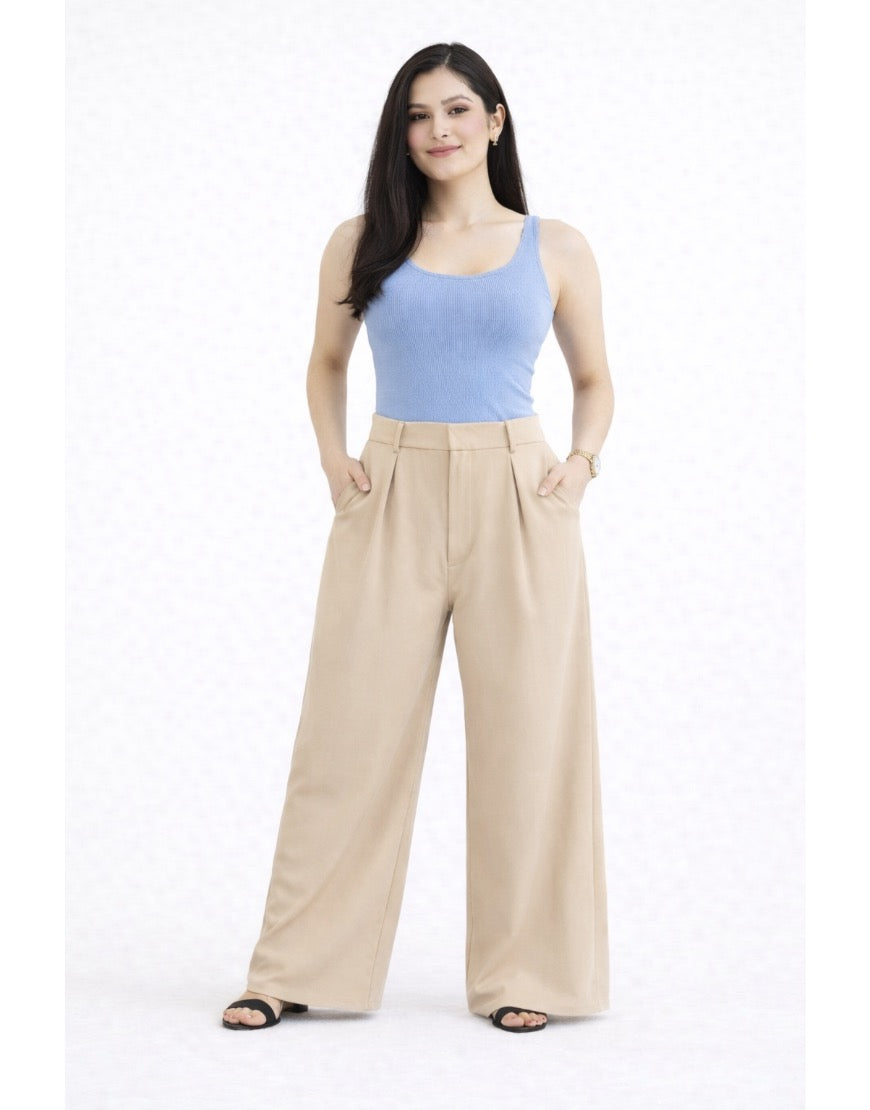 Light Beige Super Wide Leg Pants