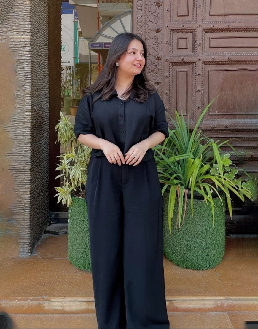 Wide Georgette Pants Black