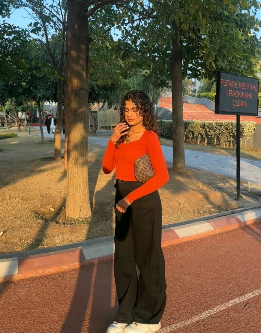 High Rise Jet Black Barrel Jeans