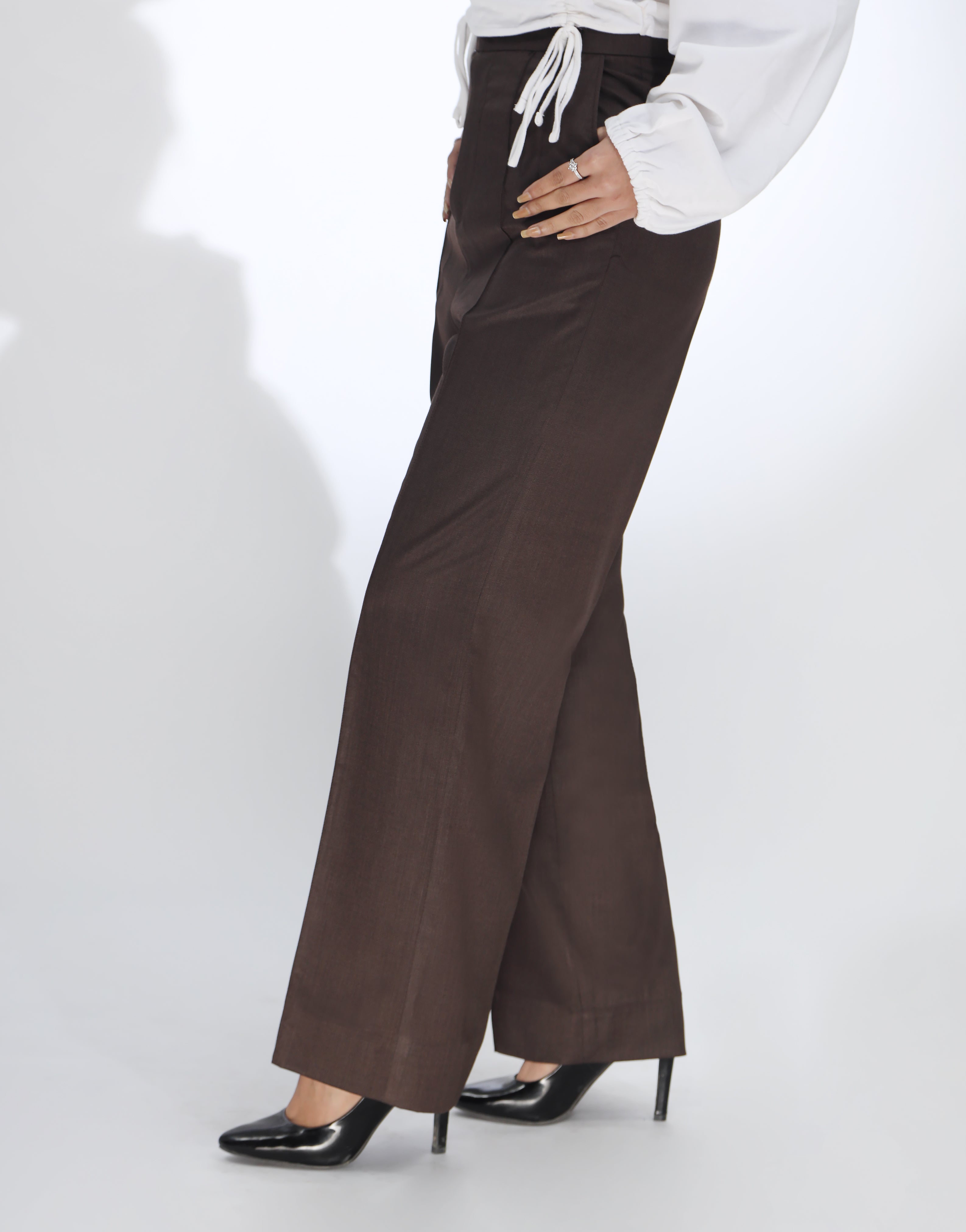 Dawn? Stitch (Wide Leg Pintex Pleated Dress Pant Chocolate Brown)
