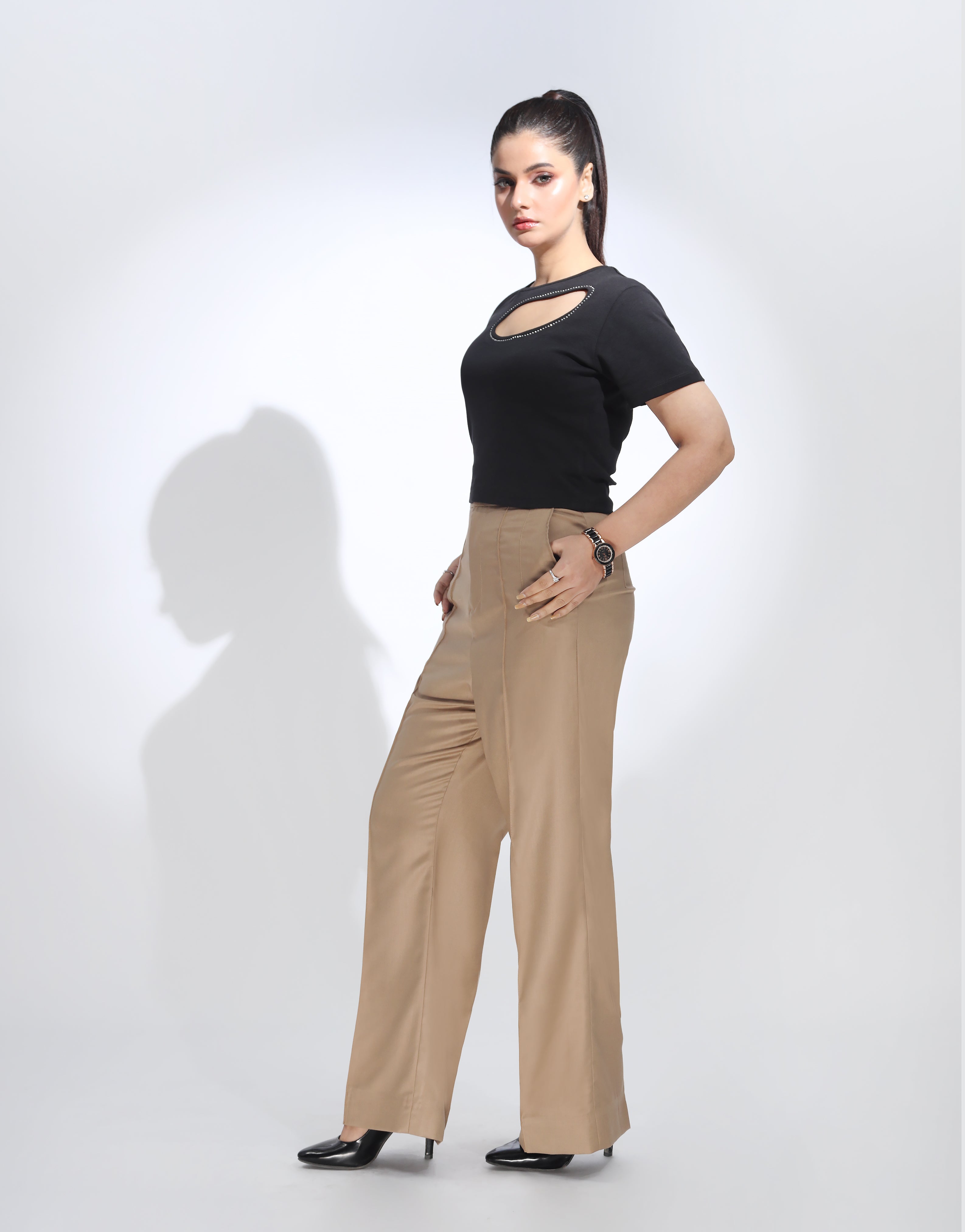 Endurance Cut (Wide Leg Pleated Formal Pant Beige)