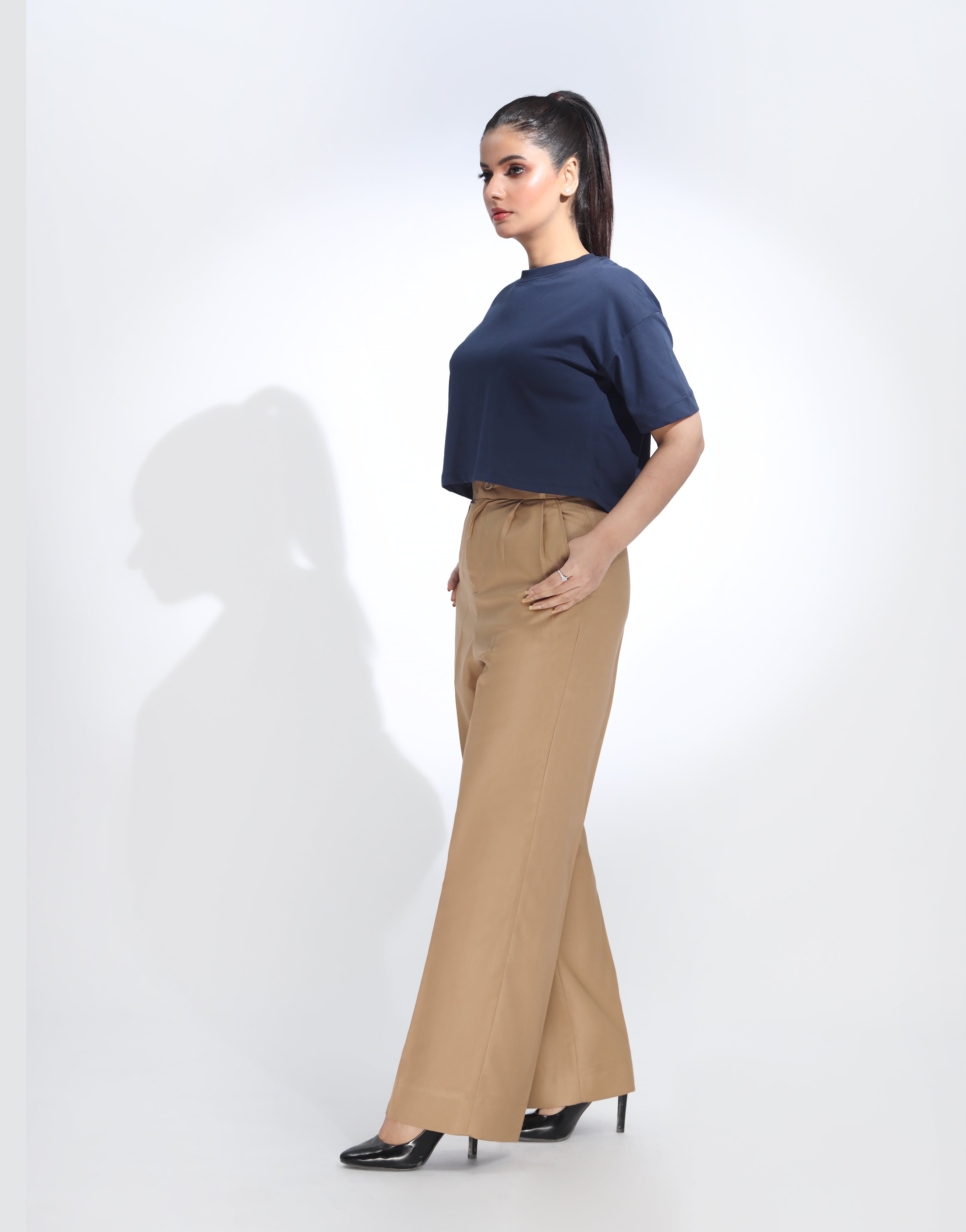 The Resilient Pleat (Wide Leg Double Pleated Dress Pant Beige)