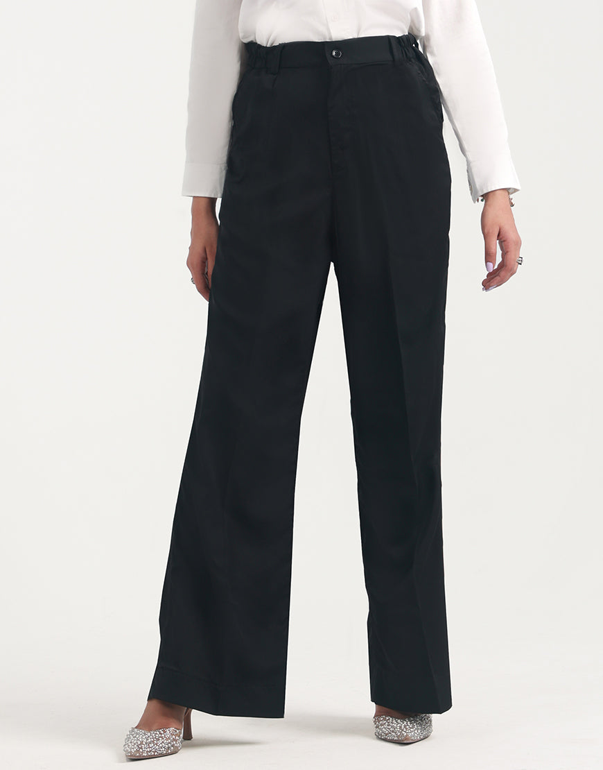Wide Georgette Pants Black