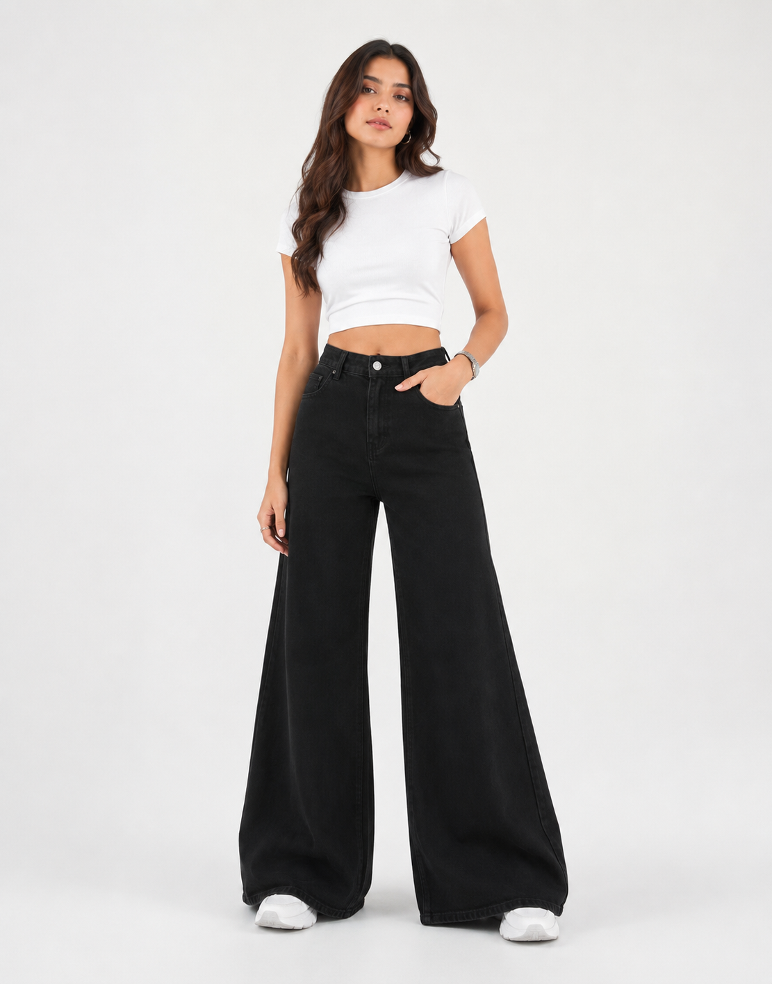 Super Wide Leg Jeans Jet Black