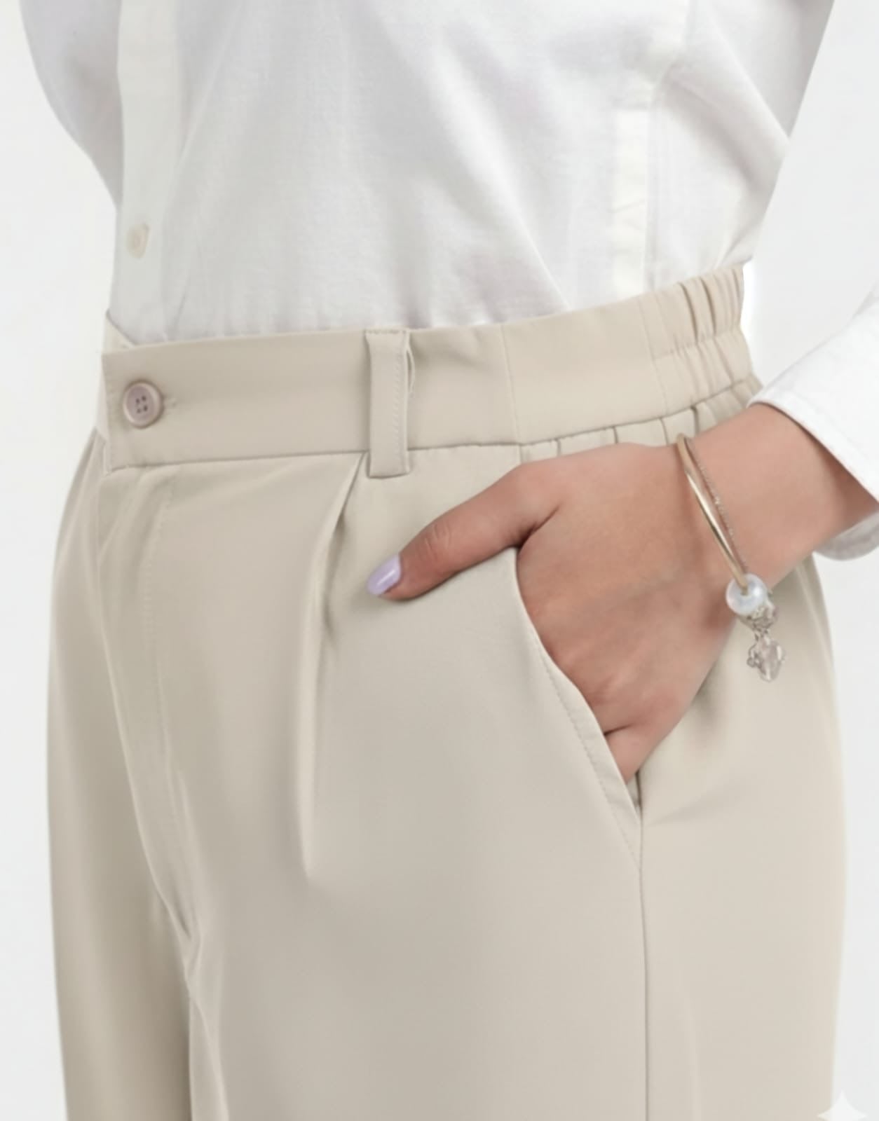Wide Leg Georgette Pants Ivory