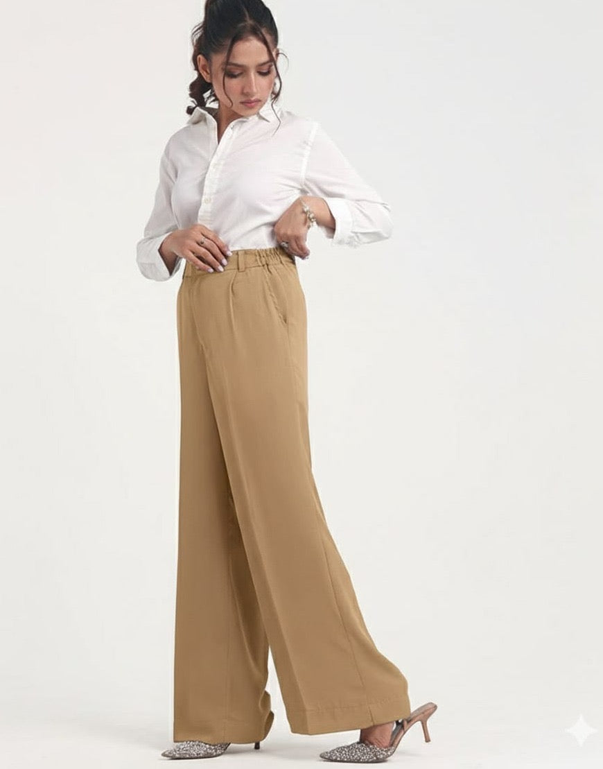 Wide Georgette Pants Khaki