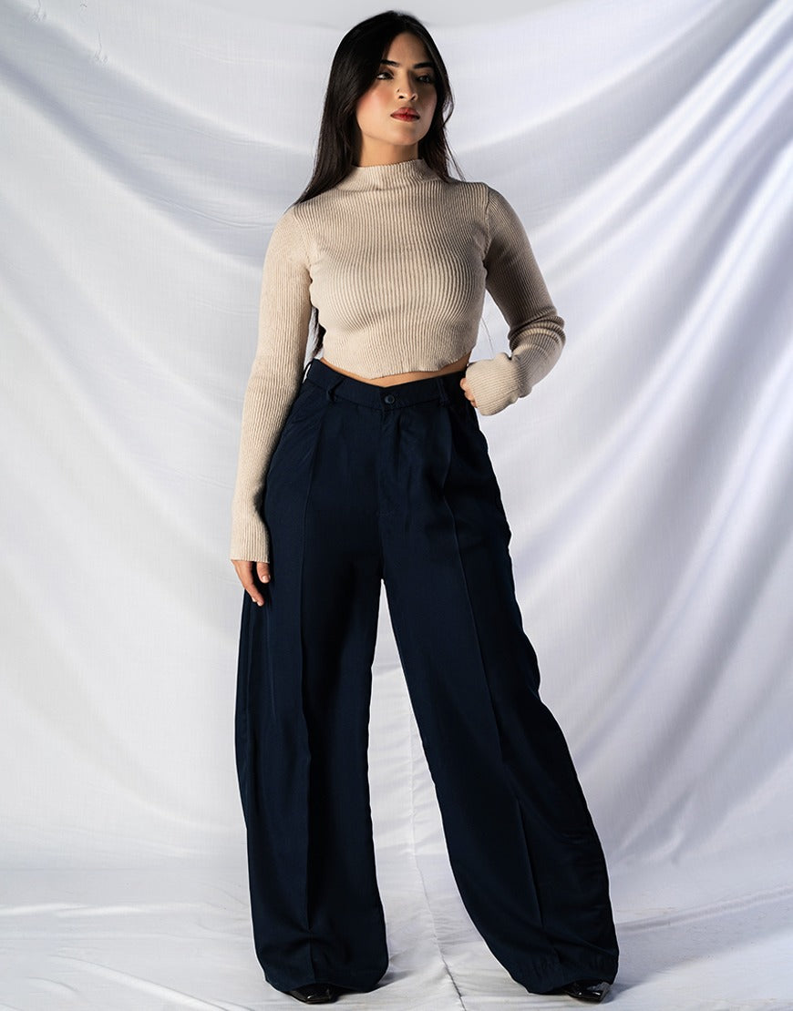 Navy Wide Leg Pants