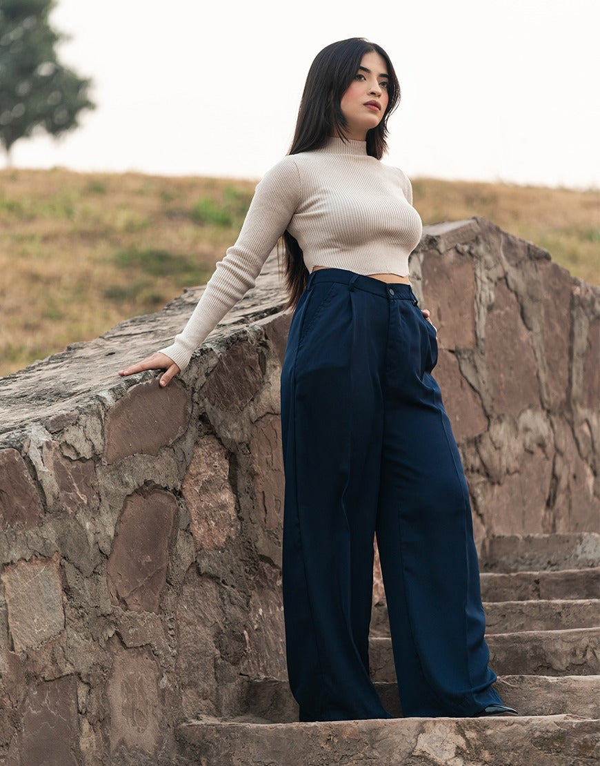 Navy Wide Leg Pants