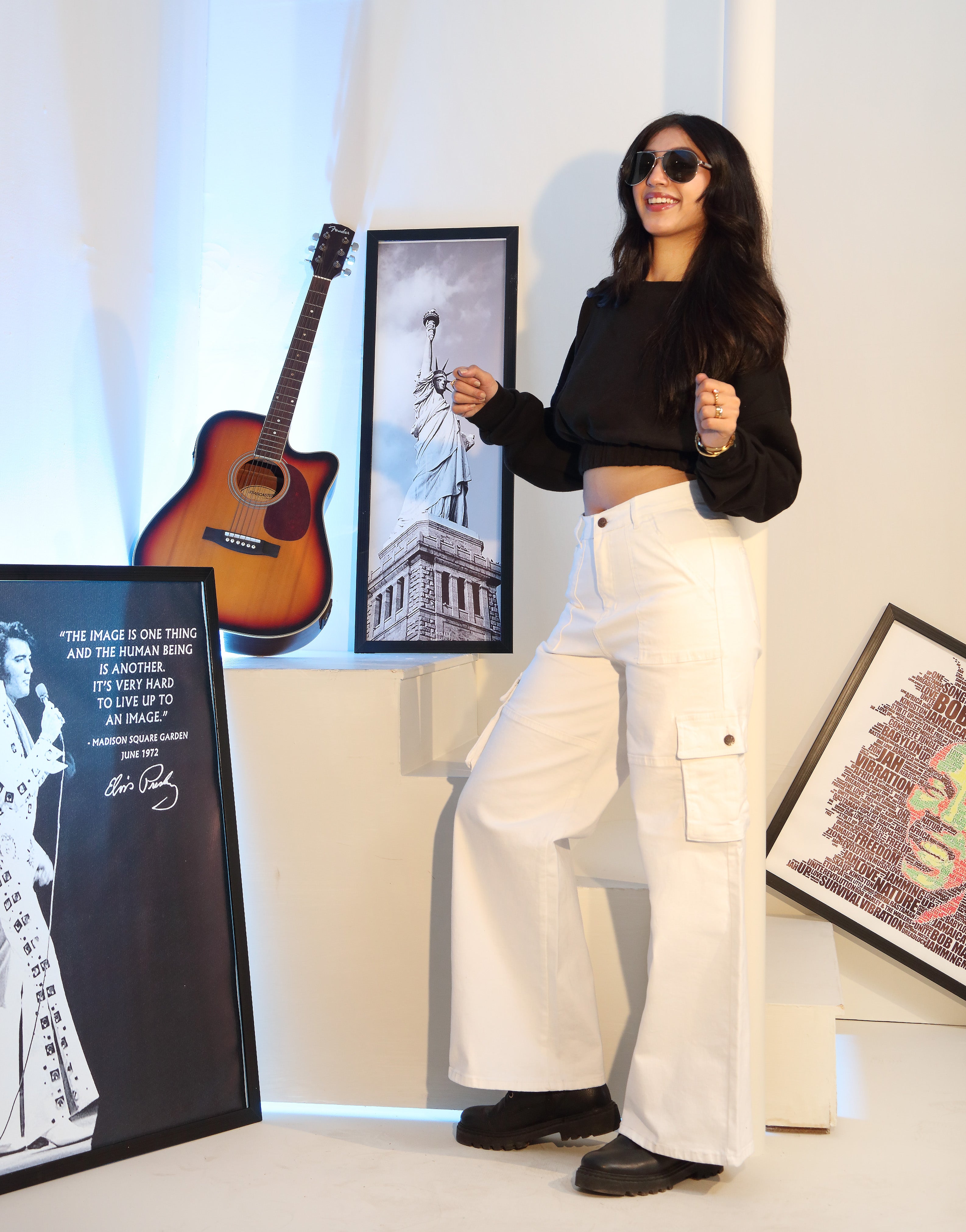 Wide Leg Flap Pocket Cargo Jeans White