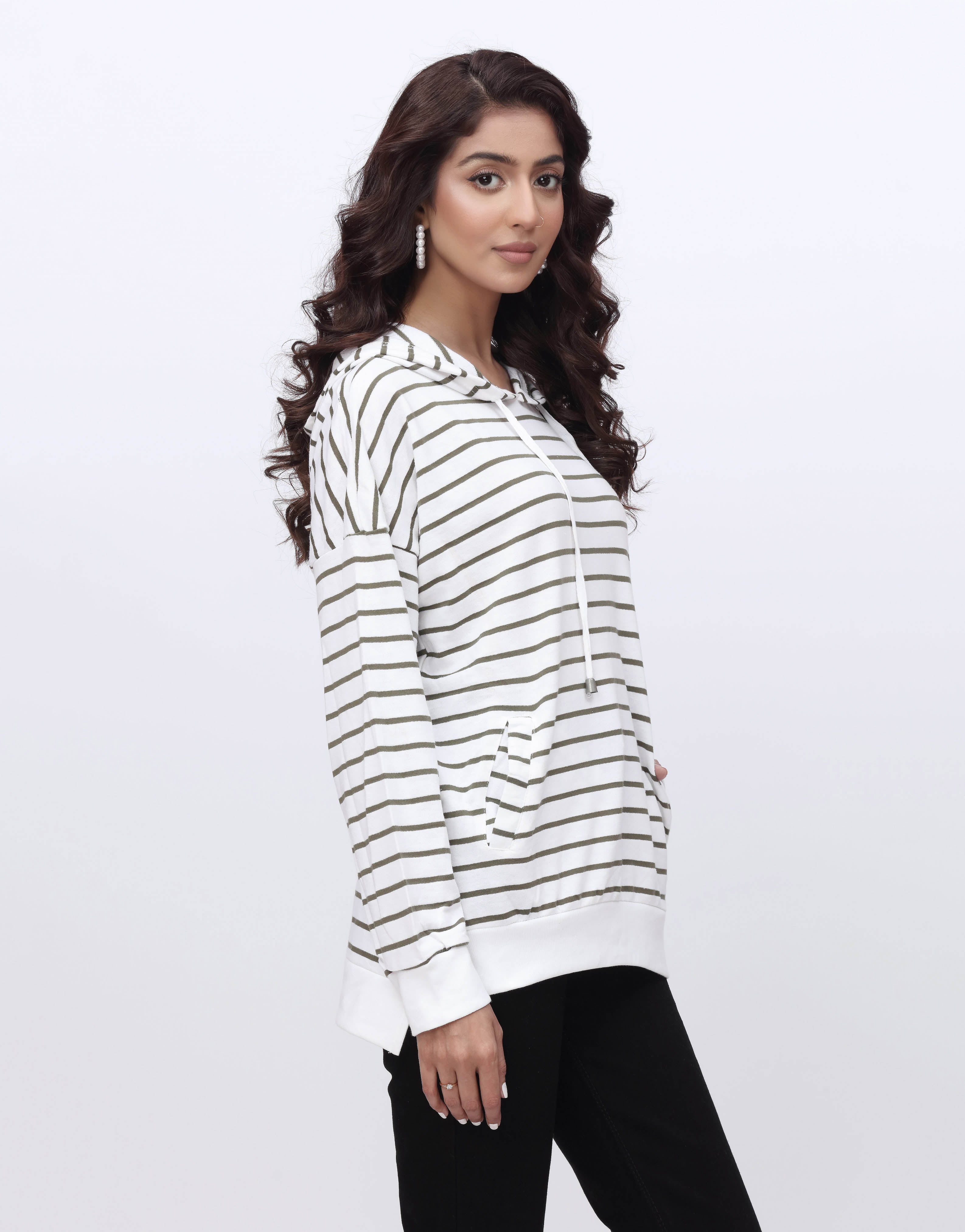 Terry Green Lining Hoodie in White (MINOR DEFECT)