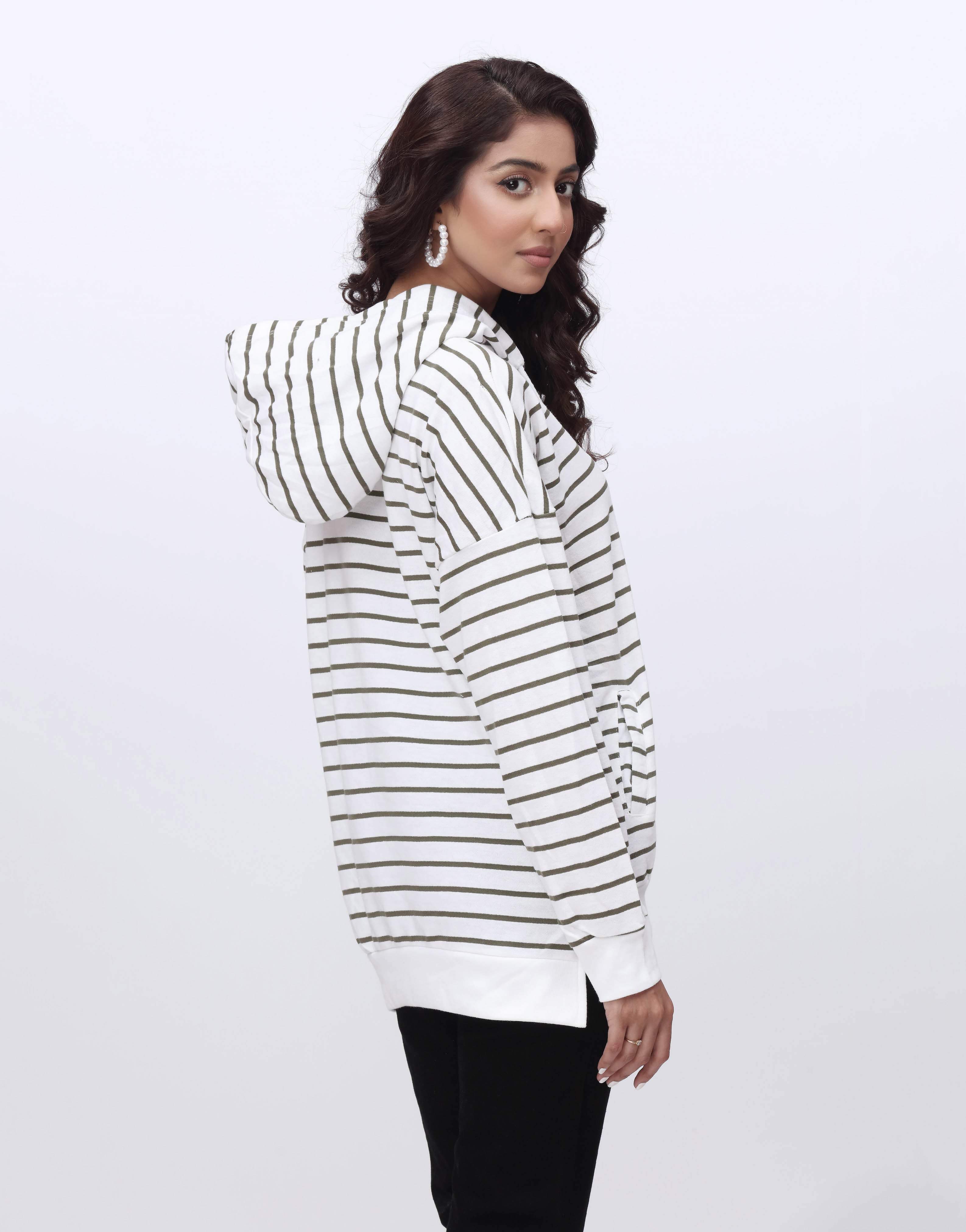 Terry Green Lining Hoodie in White (MINOR DEFECT)