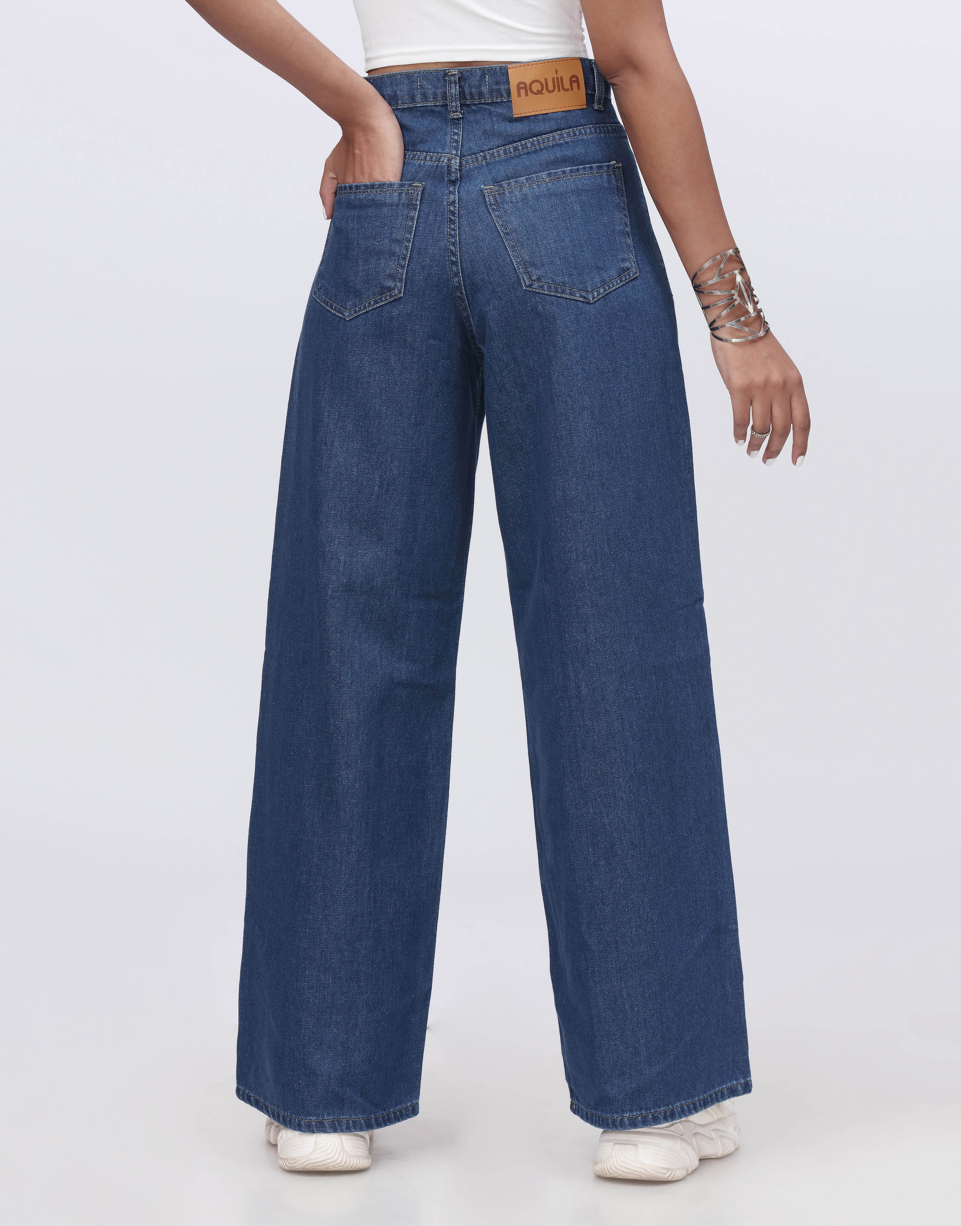 High Rise Wide Leg Jeans Dark Wash
