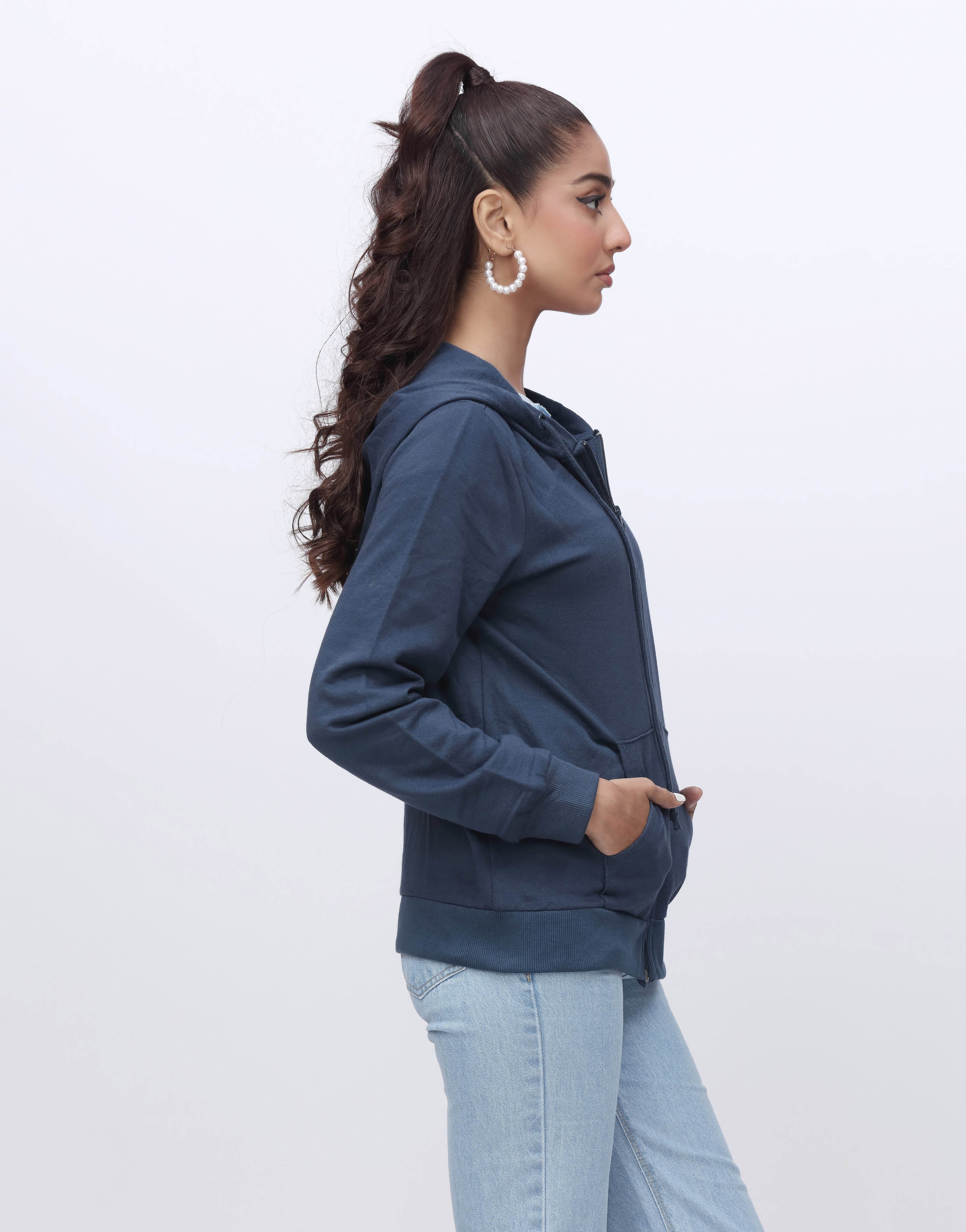 Zipper Hoodie Fleece- Navy Blue (MINOR DEFECT)