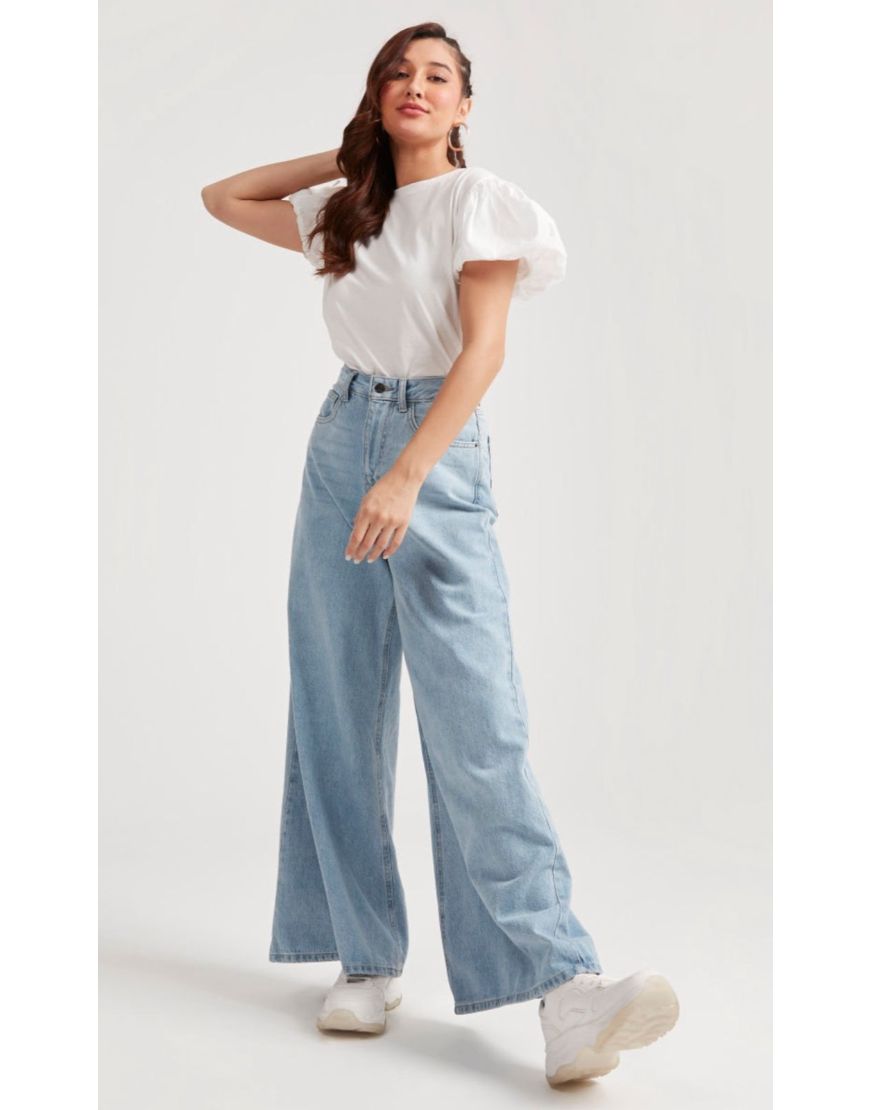 Super Wide Leg Jeans Light Wash