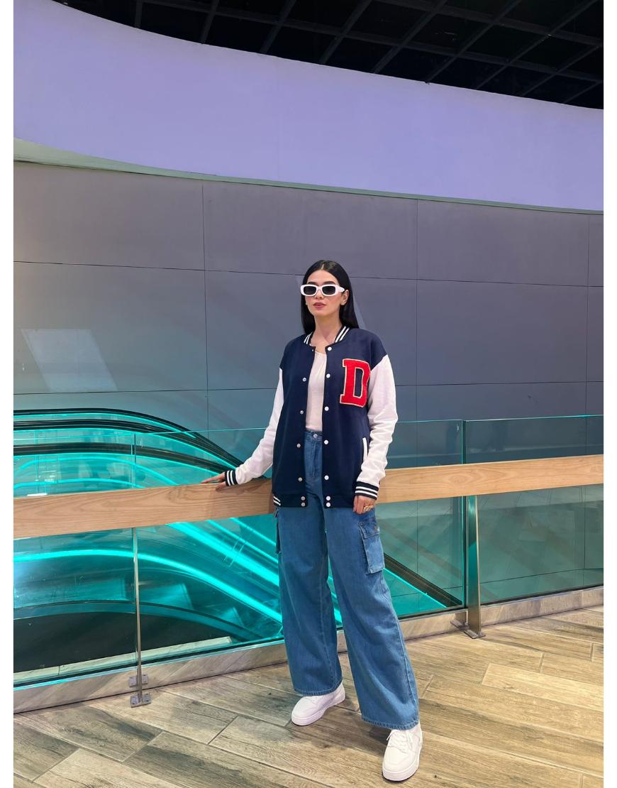 High Rise Wide Leg Cargo Jeans Stone Blue Minor Fault