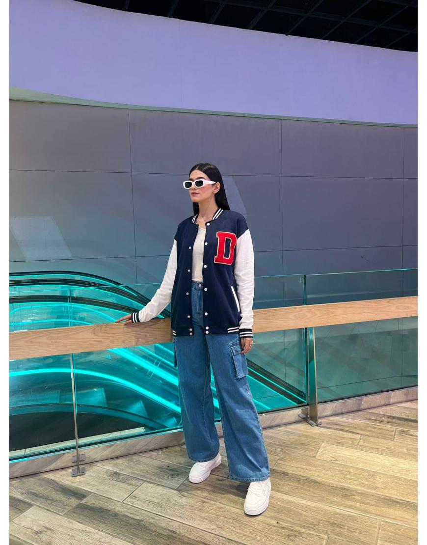 High Rise Wide Leg Cargo Jeans Stone Blue Minor Fault