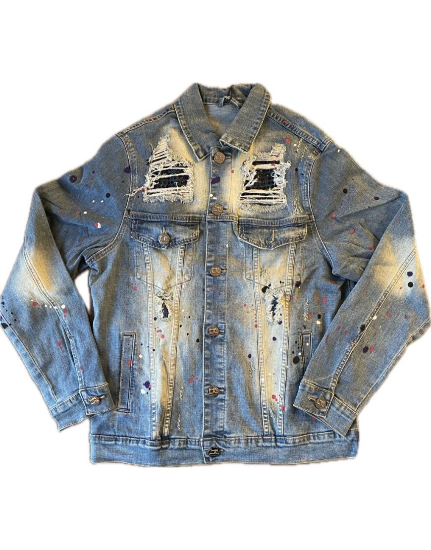 Distressed Denim Jacket Stretchable