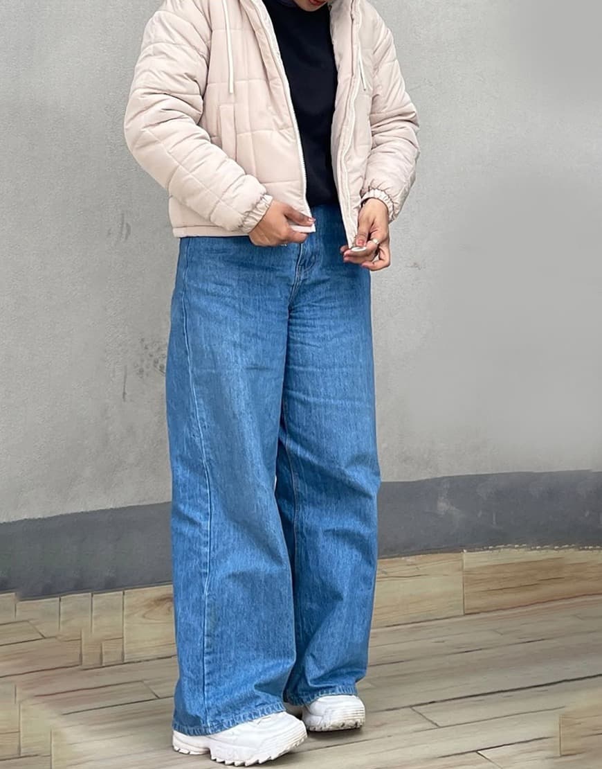High Rise Wide Leg Jeans Stone Blue