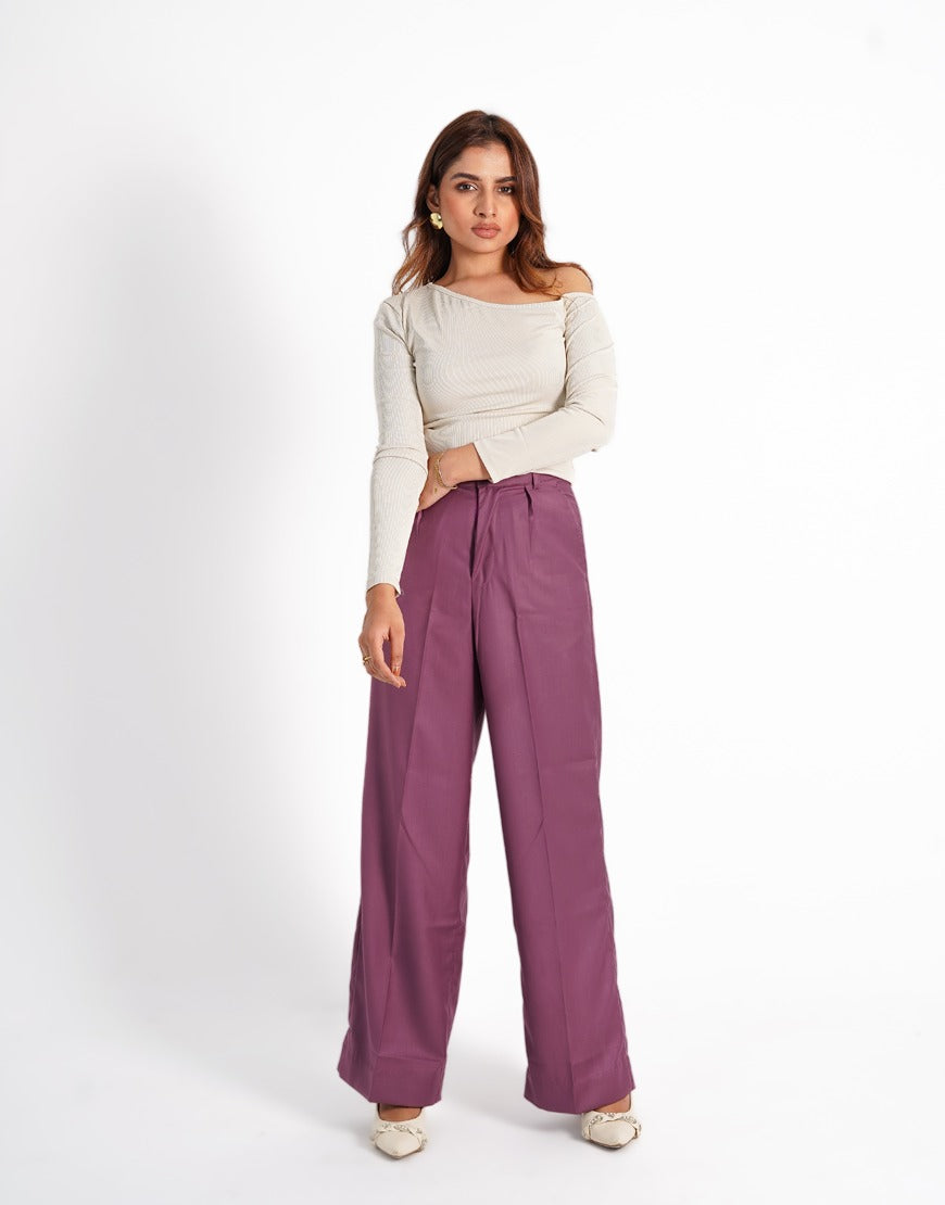 The Enduring Bloom (Wide Leg Centre Pleated Dress Pant Magenta)
