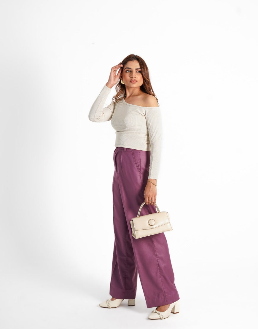 The Enduring Bloom (Wide Leg Centre Pleated Dress Pant Magenta)