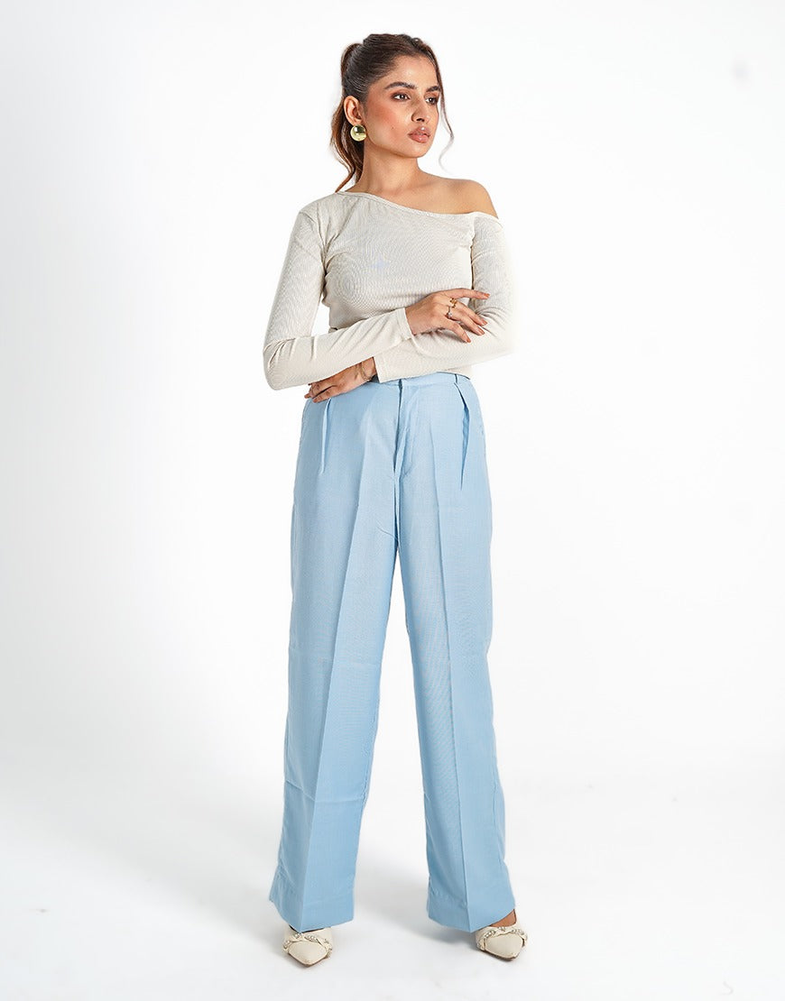 After Rain (Wide Leg Side Pleated Dress Pants Sky)