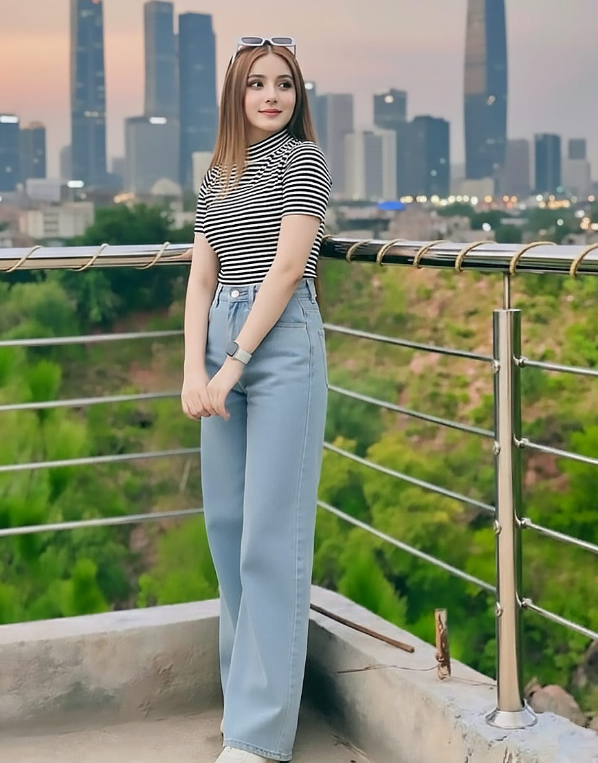 Super Wide Leg Jeans Light Wash