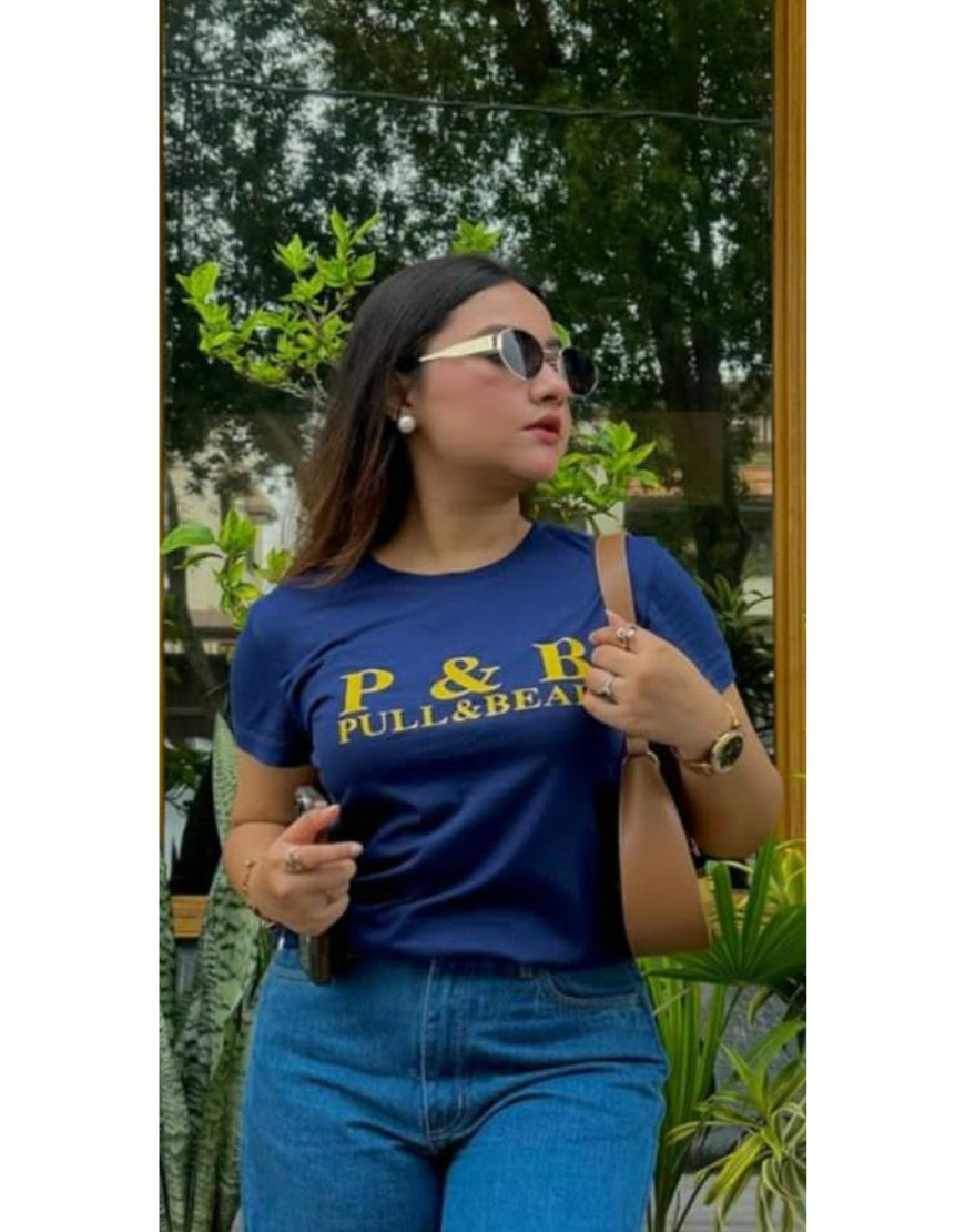 P & B PRINTED YELLOW T SHIRT