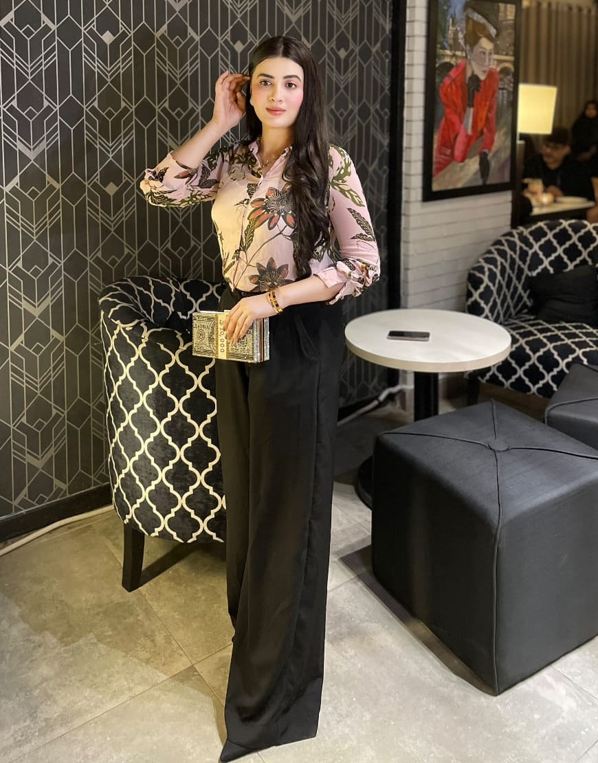 Wide Georgette Pants Black