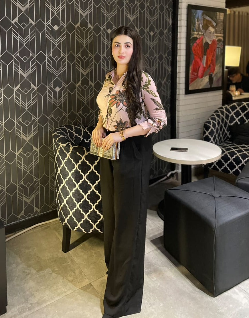 Wide Georgette Pants Black