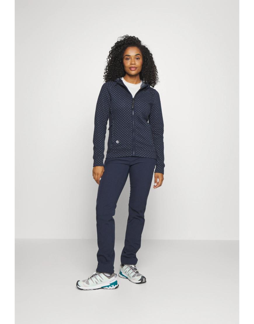 Terry Polka Dot Zipper Hoodie Dark Blue (MINOR DEFECT)