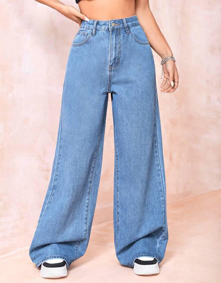 Super Wide Leg Jeans Mid Blue