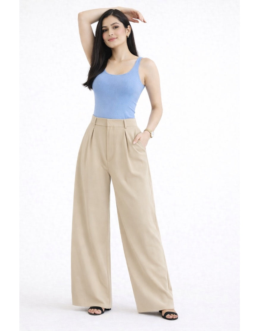 Light Beige Super Wide Leg Pants