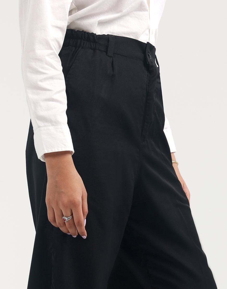 Wide Georgette Pants Black
