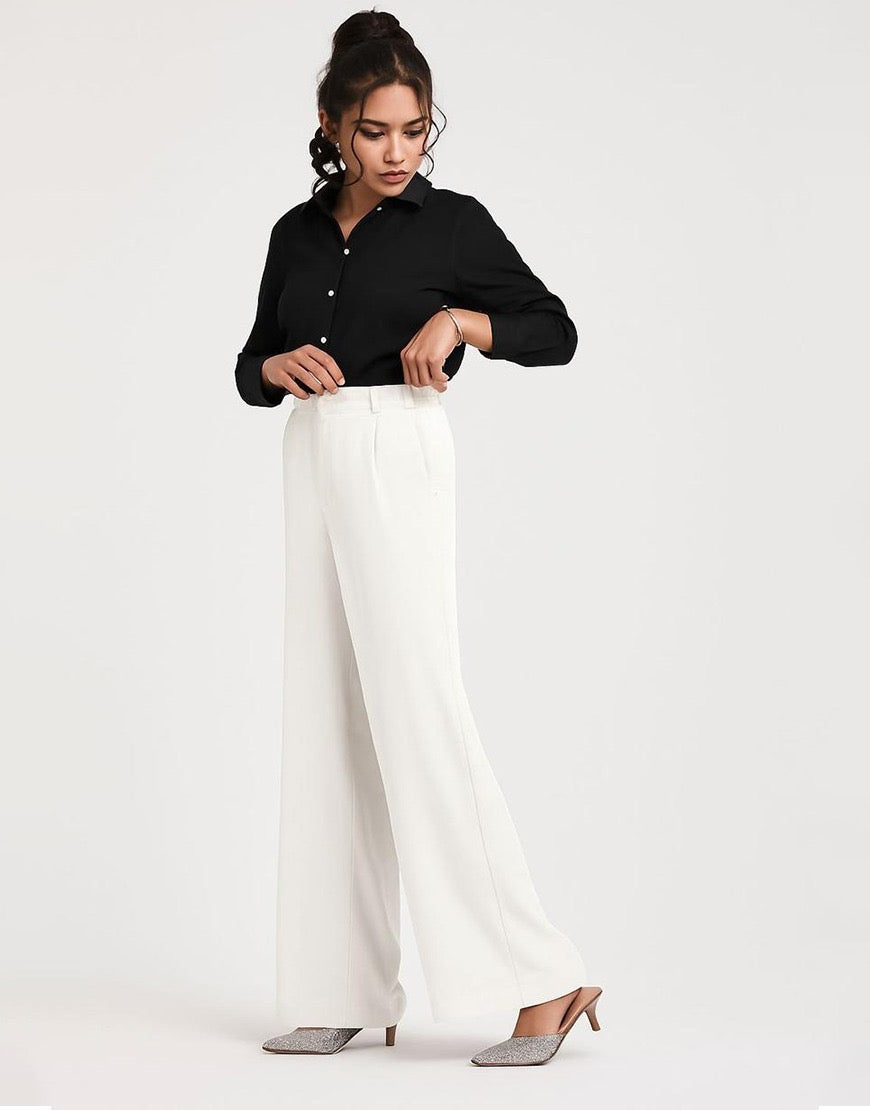 Wide georgette Pants White