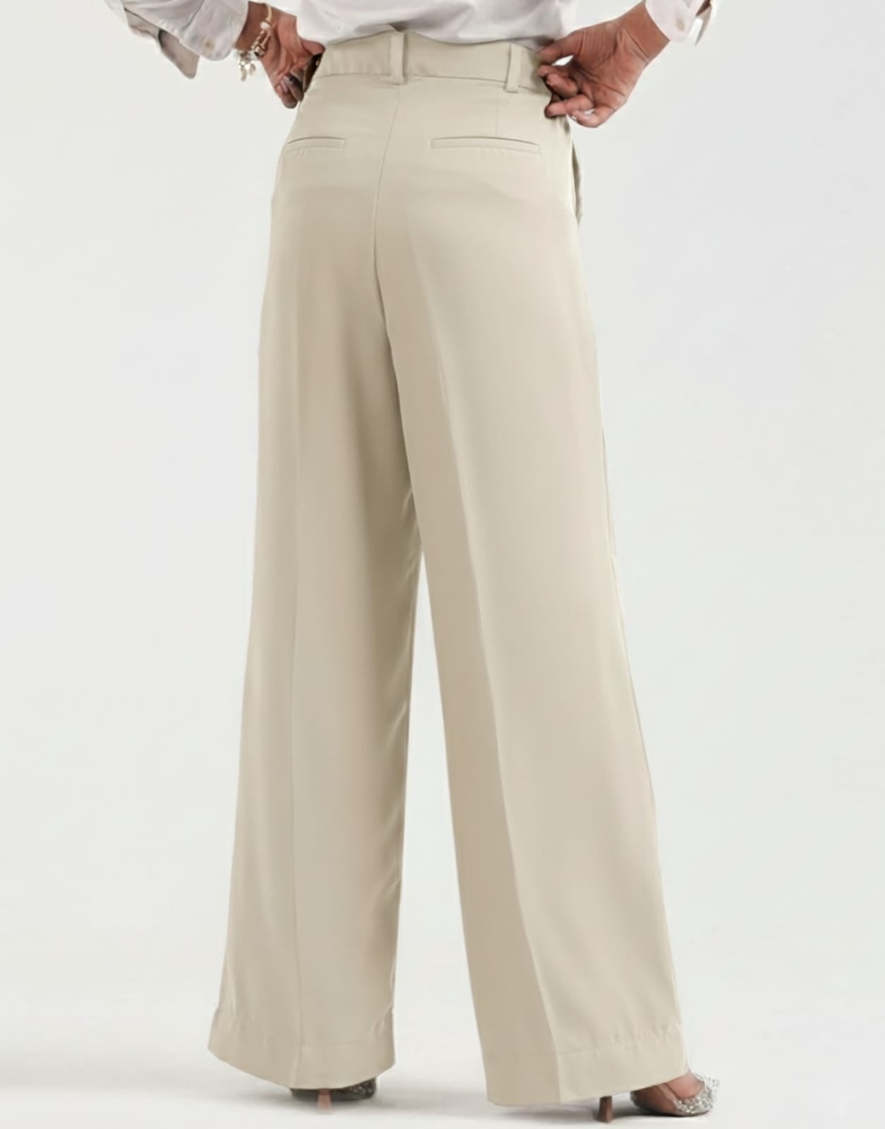 Wide Leg Georgette Pants Ivory