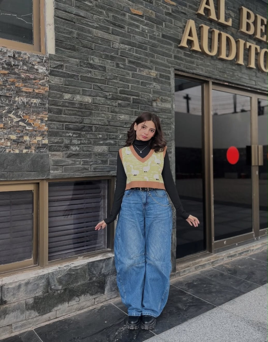 High Rise Mid Wash Barrel Jeans