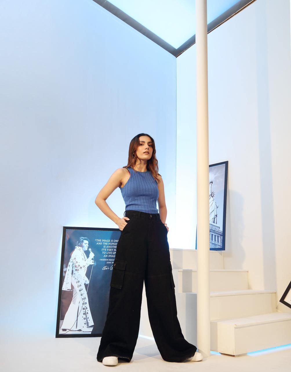Wide Leg Jeans Cargo Black