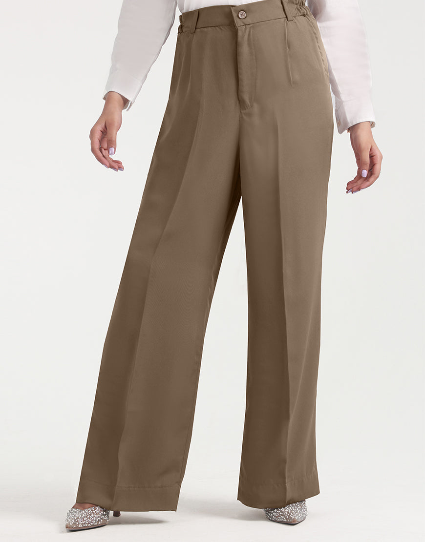 Wide Georgette Pants Light Brown