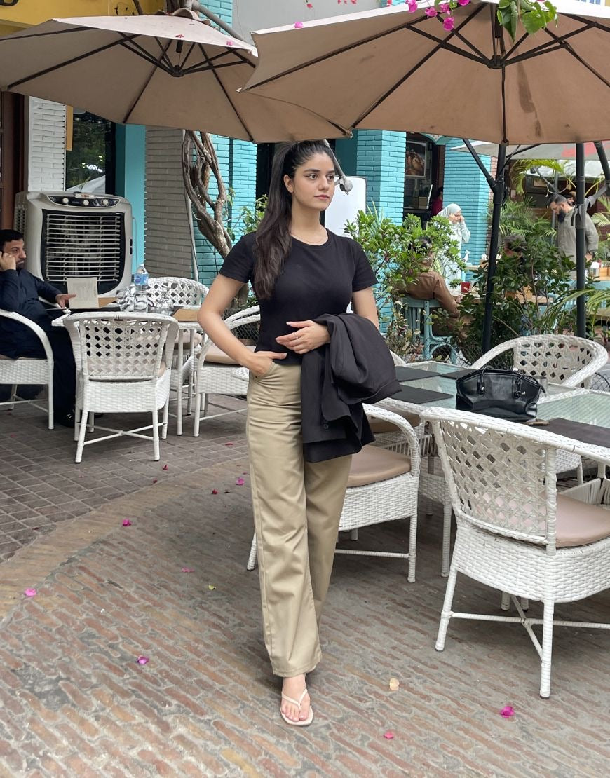 High Rise Wide Leg Pants Camel