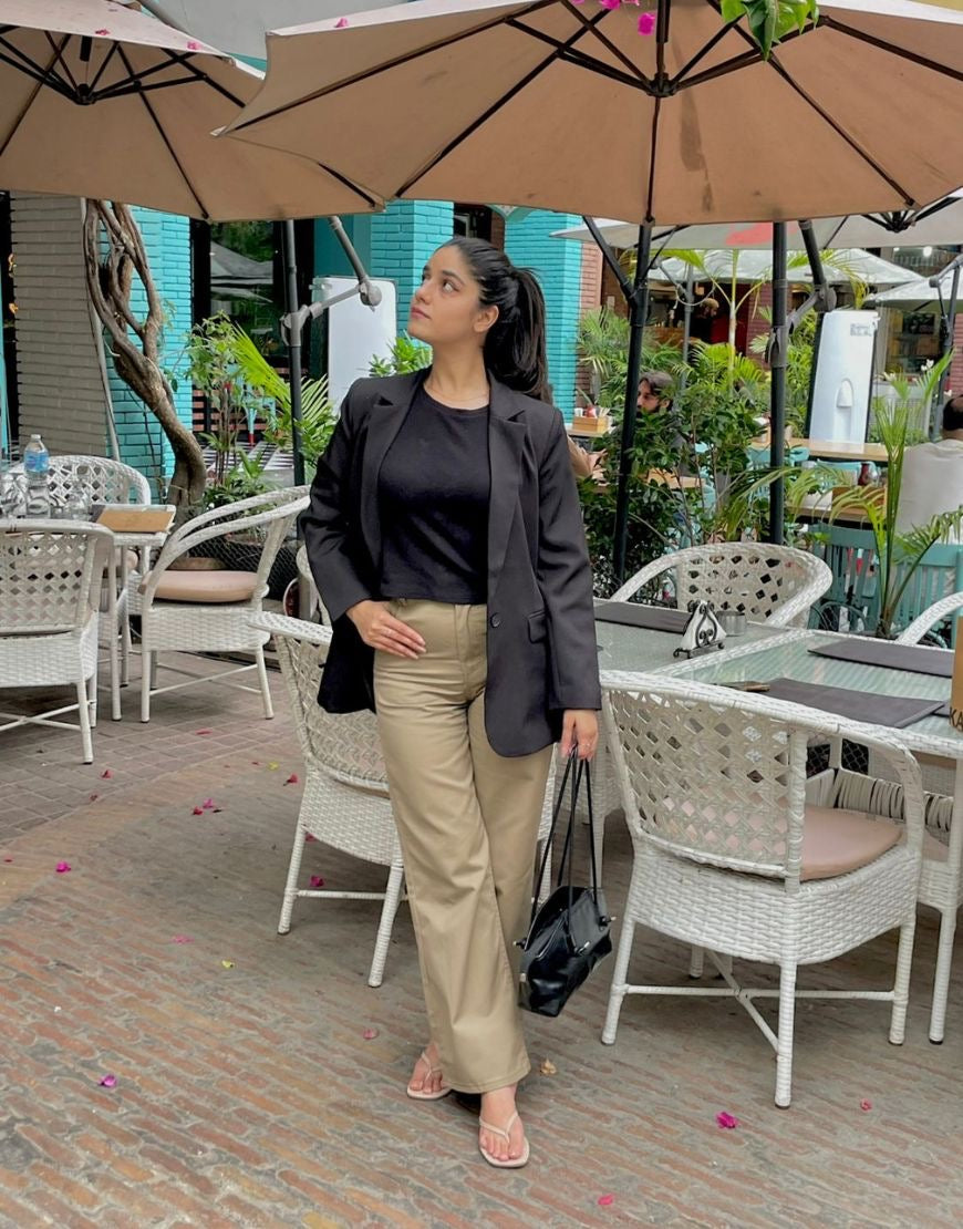High Rise Wide Leg Pants Camel