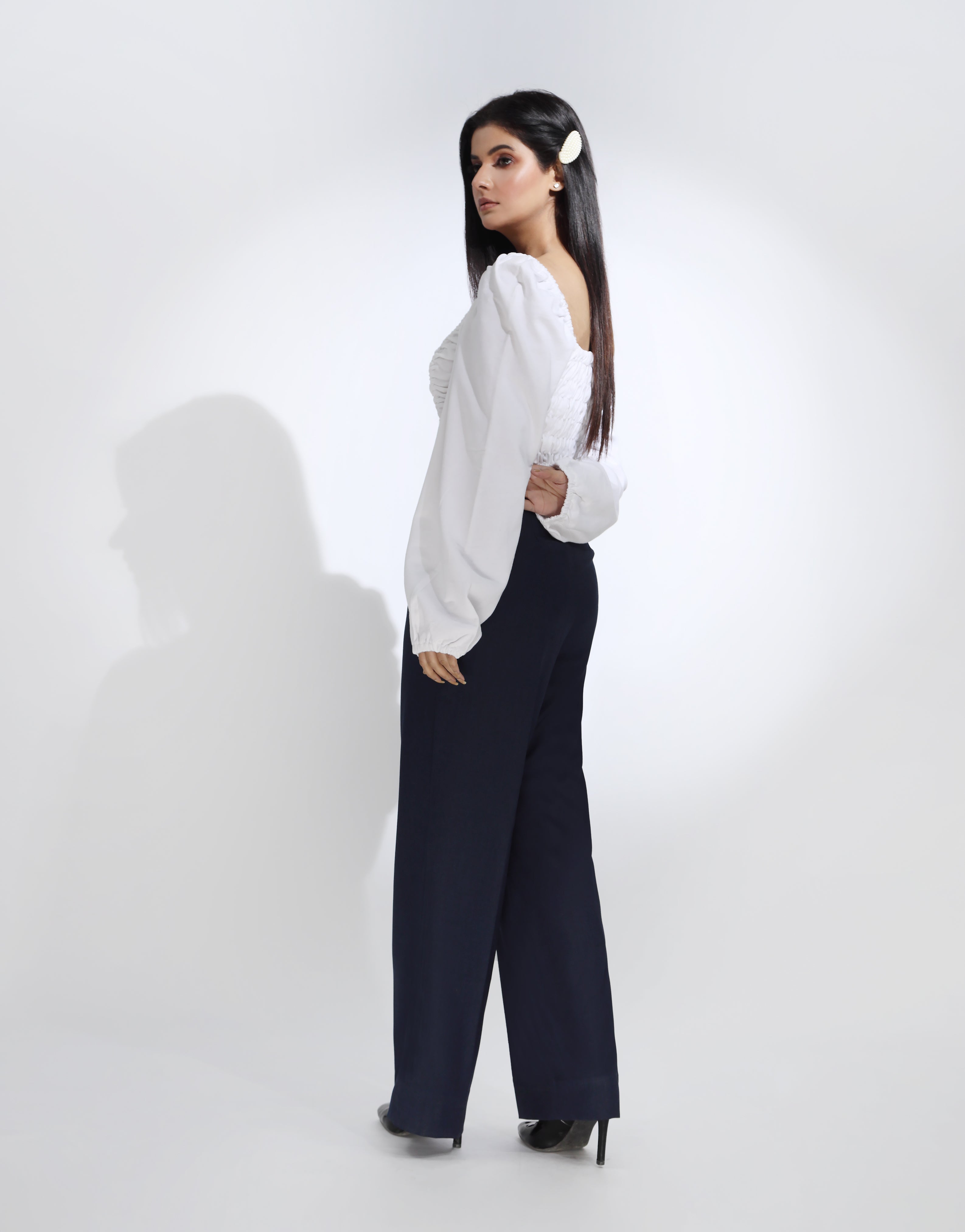 The Midnight Resolve (Wide Leg Pleated Dress Pants Navy Blue)