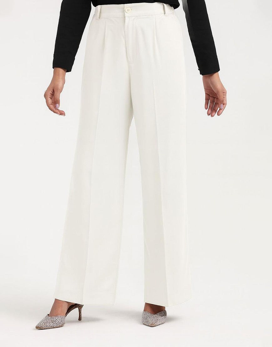 Wide georgette Pants White