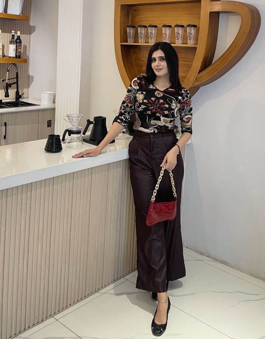 Phoenix Hem (Wide Leg Box Pleated Dress Pants Burgundy)