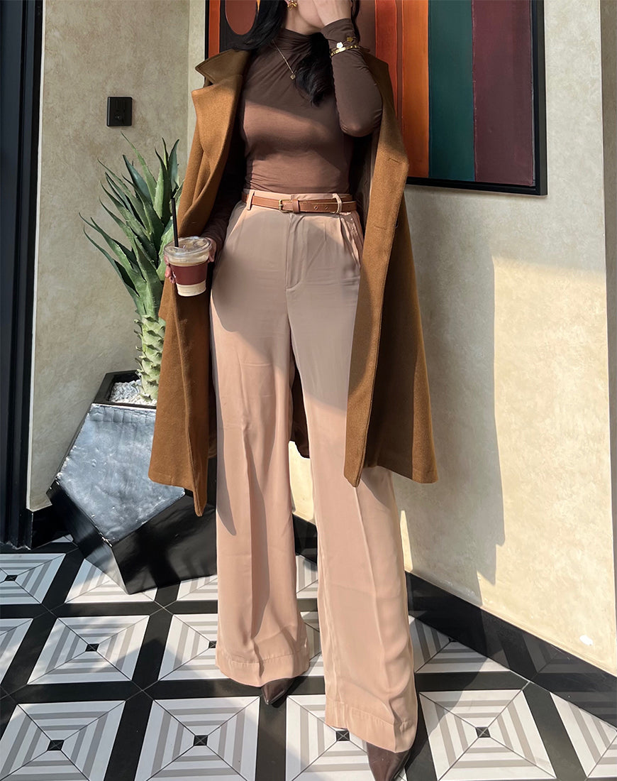 Beige Wide Leg Pants