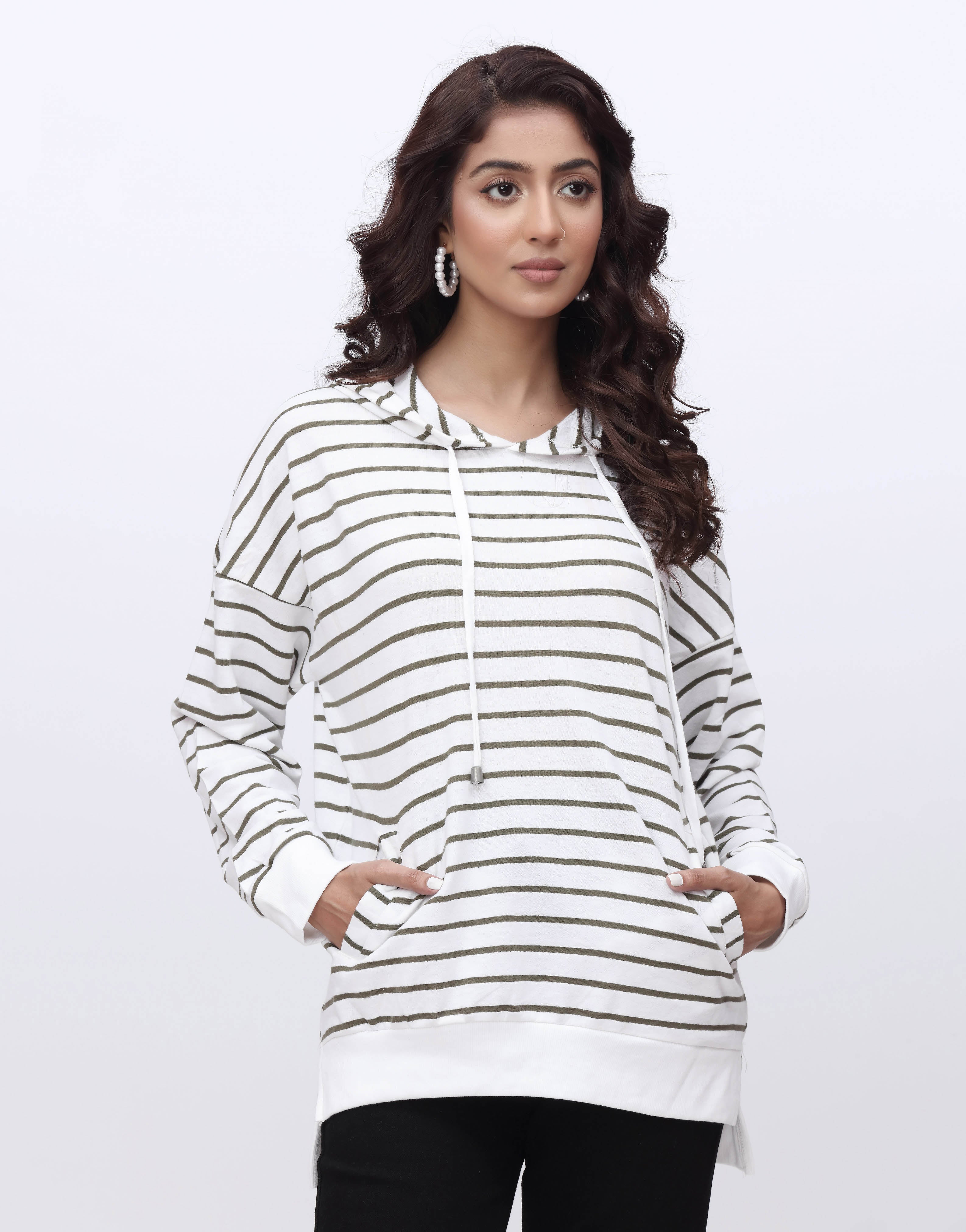 Terry Green Lining Hoodie in White (MINOR DEFECT)