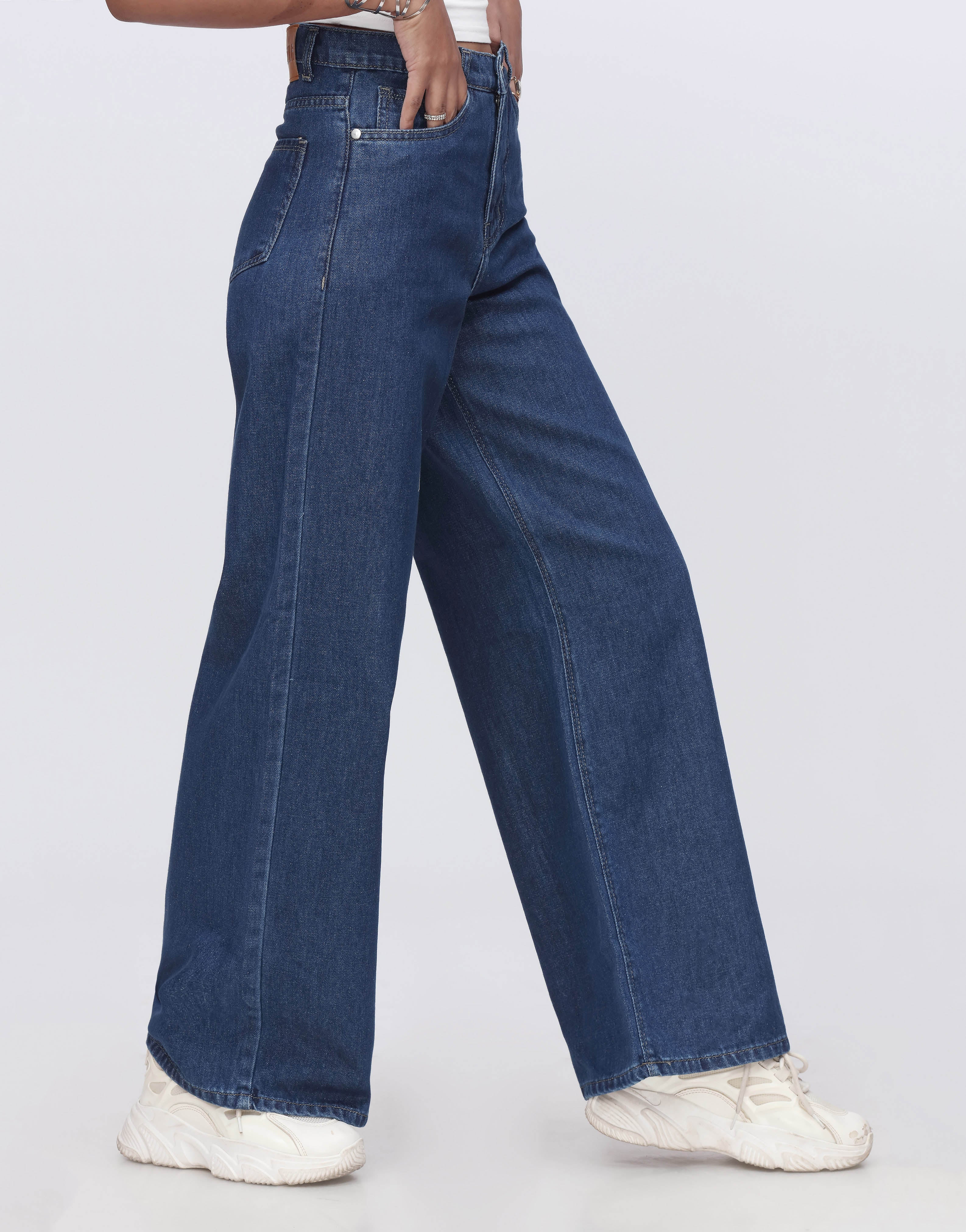 High Rise Wide Leg Jeans Dark Wash